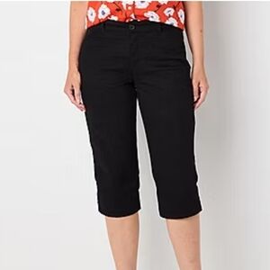 NEW Black Mid-Rise Capri Pants Size 20 TALL Easy Fit Pockets Stretch Soft Cotton
